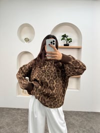 Nomi Kahve Leopar Bisiklet Yaka Triko KazakGausKAZAKGU00903644