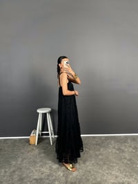 İva Siyah Askılı Dantelli Uzun ElbiseGausELBİSEGU008637