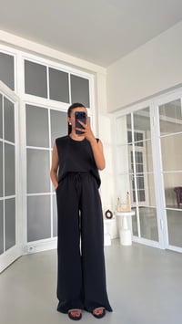 Lacivert Bluz Beli Lastikli Pantolon Yıkamalı Tencel Takım GAUS-01795GAUSSuitsGAUS-01795