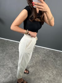 Rian Ekru Beli Lastikli Cepli Gabardin PantolonGausPANTOLONGU008745