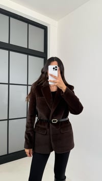 Acı Kahve Astarlı Kemerli Peluş Tüylü Ceket GAUS-00131GAUSJacketsGAUS-00131