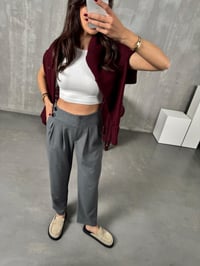 Punta Gri Arka Beli Lastikli Tasarım PantolonGausPANTOLONGU00904045