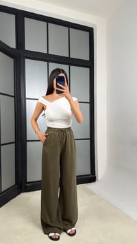 Yeşil Beli Lastikli Tencel Denim Pantolon GAUS-01474GAUSDENİM PANTOLONGAUS-01474