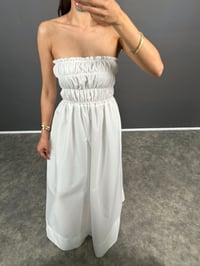 Chi Beyaz Straplez Önü Lastikli Poplin ElbiseGausELBİSEGU008598