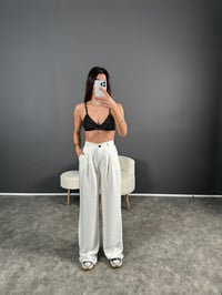 Beyaz  Premium Keten Astarlı Ceket Pantolon İkili TakımGausTAKIMGU004564