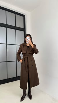 Acı Kahve Astarlı Kuşaklı Süet Trençkot GAUS-00228GAUSTRENÇKOTGAUS-00228