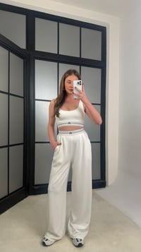 Beyaz Crop Pantolon İkili Muadil Takım GAUS-01254GAUSTAKIMGAUS-01254