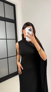 Siyah Pelerinli Elbise Modal Premium Takım Gaus00625GausTAKIMGU1002458