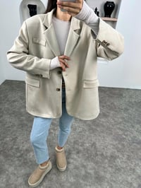 Taila Taş Astarlı Kemerli Süet Blazer CeketGausCEKETGU008980
