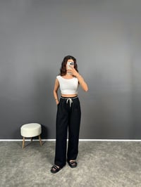 Siyah Kemer Detaylı Gabardin PantolonGausPANTOLONGU008448