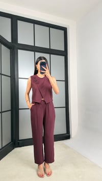 Mürdüm Yelek Beli Lastikli Pantolon Premium Takım GAUS-01538GAUSTAKIMGAUS-01538