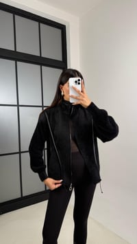 Siyah Deri Şeritli Dik Yaka Premium Ceket GAUS-00148GAUSJacketsGAUS-00148