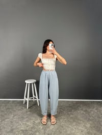 Nien Mavi Tensel Kumaş Şalvar PantolonGausPANTOLONGU008042