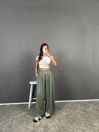 Flos Haki Oys Modal Kumaş Rahat Dokuma PantolonGausPANTOLONGU008691