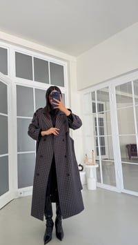 Antrasit Ekoseli Apoletli Astarlı Premium Trençkot GAUS-01922GAUSTRENÇKOTGAUS-01922