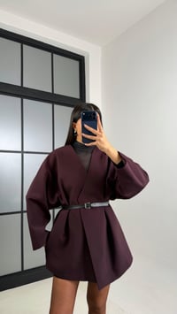 Mürdüm Kemerli Astarlı Cepli Premium Ceket GAUS-00818GAUSCEKETGAUS-00818