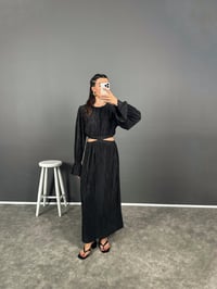 Lesdy Siyah Krinkıl Dekolteli ElbiseGausELBİSEGU008186