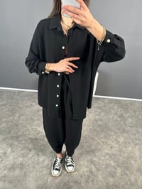 Melos Siyah Premium Keten Takım GausTAKIMGU004597