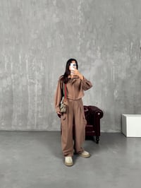 Blom Kahve Gabardin Beli Lastikli Cepli İkili TakımGausTAKIMGU00903802