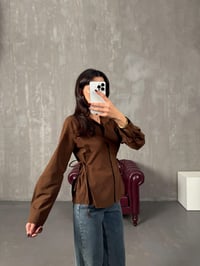 Tweed Kahve Yandan Bağlamalı GömlekGausGÖMLEKGU10024