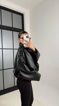 Siyah Gizli Fermuarlı Deri Bomber Ceket GAUS-00492GAUSCEKETGAUS-00492