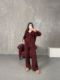 Sise Bordo Polo Yaka Fitilli Triko TakımGausTAKIMGU100124