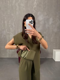 Jasmin Haki Premium Asimetrik Yelekli TakımGausTAKIMGU100344