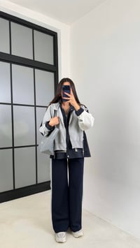 Lacivert Garnili Ceket Beli Lastikli Pantolon İkili Tasarım Takım GAUS-00699GAUSSuitsGAUS-00699