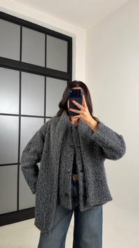 Antrasit ZR Muadil Astarlı Atkı Detaylı Kırçıllı Ceket GAUS-00718GAUSCEKETGAUS-00718