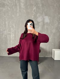 Sole Bordo Bisiklet Yaka Yumuşak Triko KazakGausKAZAKGU00904179