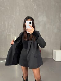 Linda Siyah Çizgili Astarlı Blazer CeketGausCEKETGU100172