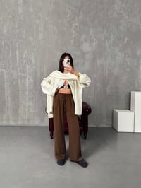 Sima Kahve Beli Lastikli Ayrobin PantolonGausPANTOLONGU00903859