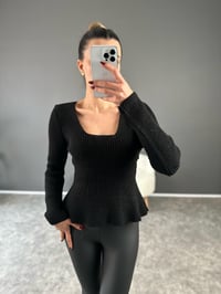 Siyah Kare Yaka Triko Kazak GausKAZAKGU003028