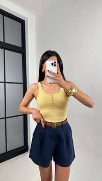 Sarı Önden Düğmeli Basic Atlet Gaus00498GausTSHIRTGU1002167