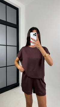 Acı Kahve Tshirt Şort İkili Modal Kumaş Takım Gaus00691GausTAKIMGU1002599