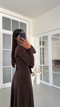 Kahve Şal Detaylı Modal Kumaş Elbise GAUS-01917GAUSELBİSEGAUS-01917
