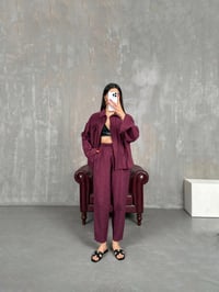 Bordo Kareli Keten Takım Gaus00194GausTAKIMGU1001451