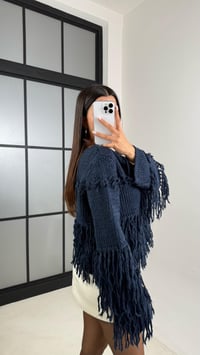 Lacivert Saçaklı Örme Triko Kazak GAUS-00134GAUSKAZAKGAUS-00134