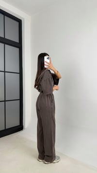 Kahve Yıkama Desenli Kapüşonlu Crop Hırka Beli Lastikli Pantolon İkili Premium Takım GAUS-0063GAUSTAKIMGAUS-0063