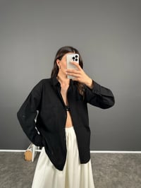 Qr Siyah Keten GömlekGausGÖMLEKGU008291