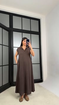 Kahve MD Muadil Polo Yaka Cepli Basic Elbise GAUS-01330GAUSDressesGAUS-01330