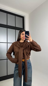 Kahve Şal Detaylı Triko Kazak GAUS-00862GAUSKAZAKGAUS-00862