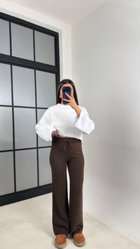 Acı Kahve Beli Lastikli Yumuşak Dokulu Triko Pantolon GAUS-00652GAUSPANTOLONGAUS-00652