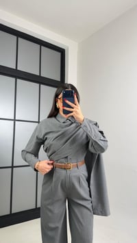 Gri Manşet Kol Yakası Şallı Gömlek Pantolon Muadil Takım GAUS-01053GAUSTAKIMGAUS-01053