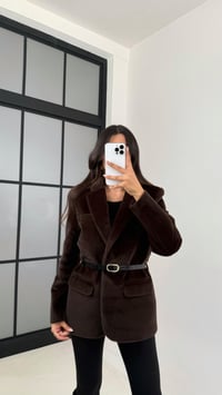 Acı Kahve Astarlı Kemerli Peluş Tüylü Ceket GAUS-00131GAUSJacketsGAUS-00131