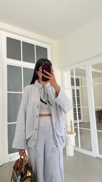 Gri Şal Detaylı Hırka Beli Lastikli Pantolon İkili Modal Takım GAUS-02176GAUSSuitsGAUS-02176