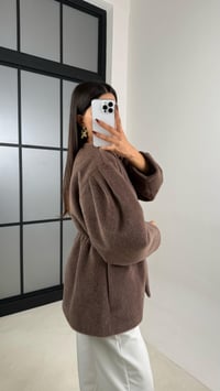 Kahve Beli Lastikli Düğmeli Peluş Ceket GAUS-00182GAUSCEKETGAUS-00182