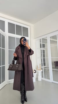 Kahve Ekoseli Apoletli Astarlı Premium Trençkot GAUS-01922GAUSTRENÇKOTGAUS-01922