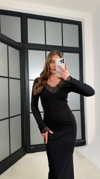 Siyah Dantel Detaylı Likralı Elbise GAUS-01190GAUSELBİSEGAUS-01190