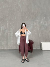 Orfi Bordo Çımalı Tensel Şalvar PantolonGausPANTOLONGU100719